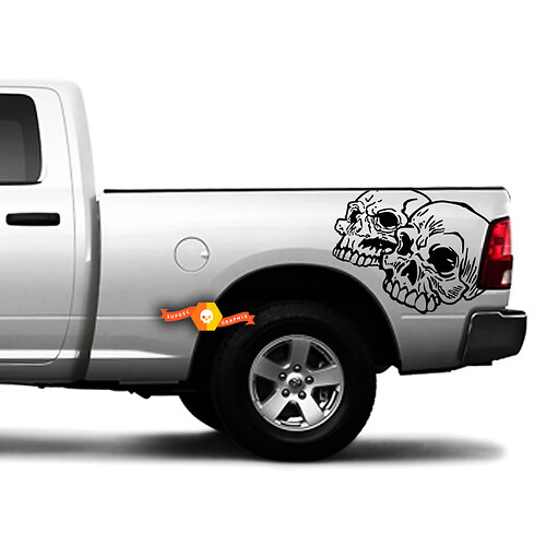 Twee Skulls Bedside Vinyl Decal Sticker voor Toyota Tacoma