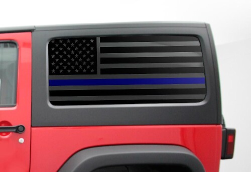 USA Vlag Blauwe Lijn Zijraam Vinyl Sticker Set voor Jeep Wrangler JK