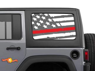 Distressed Thin Red line flag Side vinyl sticker sticker Jeep FireFighter Fire