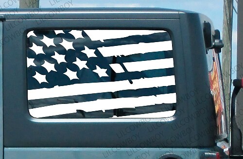 Verwoeste USA Vlag Hardtop Zijruit Vinyl Decal Sticker voor Jeep Wrangler