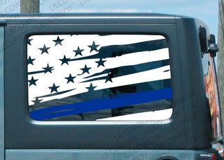 Verontruste blauwe lijnvlag Zijvinyl stickersticker Jeep Politielevens doen er toe