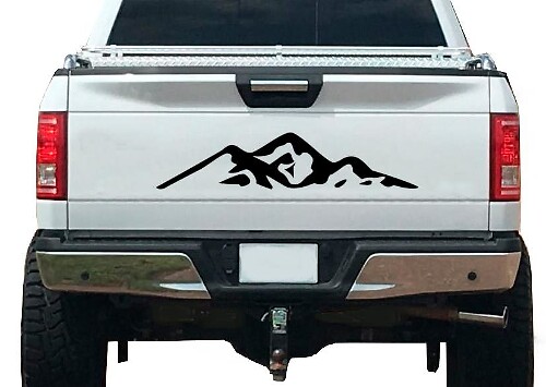 Mountain Nature Forest Grafische Sticker Decal Vinyl 2 Past op Achterklep Trailer Camper Bus