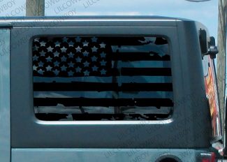 Verontruste USA vlag voor raam vinyl sticker Jeep Wrangler JK 2 deur