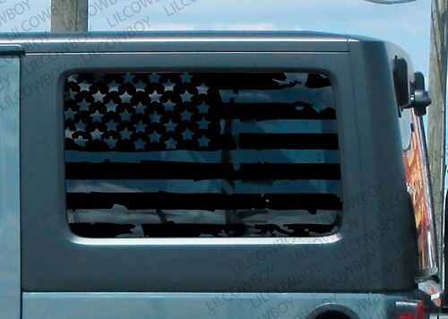 Versleten USA Vlag Achterzijruit Vinyl Decal Sticker voor Jeep Wrangler