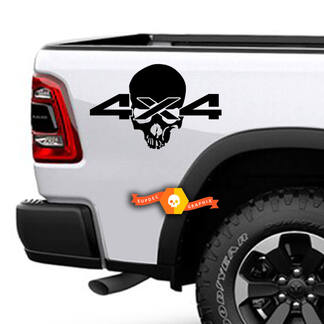 2x Skull 4X4 Logo Decal Vinyl Sticker Truck Bed Coal Roller voor Dodge Ram 1500