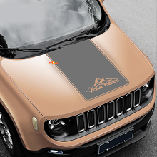 Mountains Style Blackout Vinyl Motorkap Sticker 2 voor Jeep Renegade 2