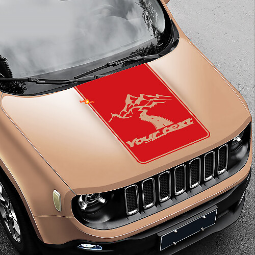 Road To Mountains Stijl Blackout Vinyl Motorkap Sticker Decal voor Jeep Renegade