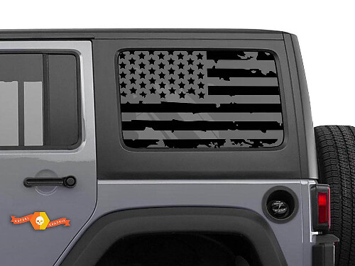 Versleten Amerikaanse Vlag Hardtop Raamsticker Set voor Jeep Wrangler JKU