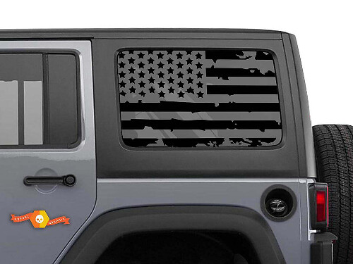 Versleten Amerikaanse Vlag Hardtop Raamsticker Set voor Jeep Wrangler JKU