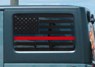 Jeep Hardtop Vlag Sticker Set -Thin Red Line Fire USA Amerikaanse Wrangler JKU