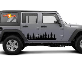 Forest tree side decal graphics - deursticker buiten Jeep wrangler 4x4 USA