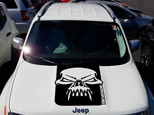 Jeep Renegade Hood Skull Grunge Graphic Vinyl Decal Sticker Side SUV