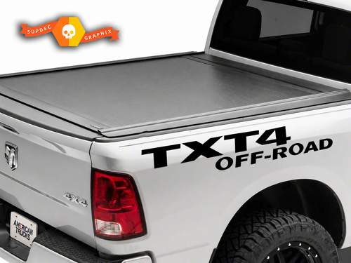 TXT4 Off Road-lettering set Bedside vinyl decal sticker voor Dodge Ram 1500