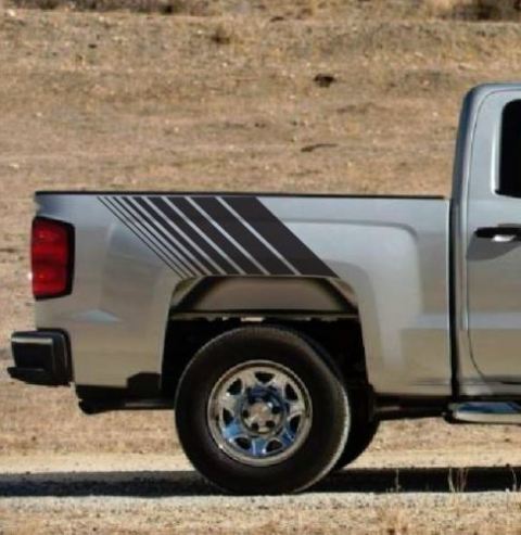 Strobe-stijl strepen bedzijde vinyl decal sticker voor Chevrolet Silverado