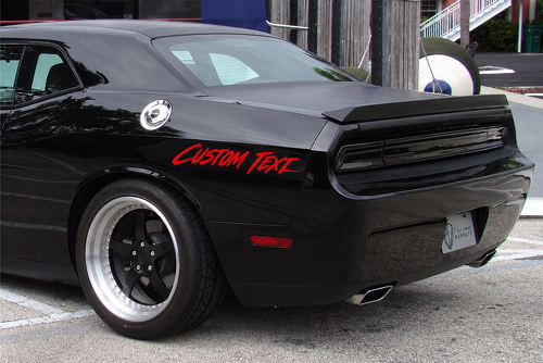 CUSTOM TEKST Scriptletters Achterspatbord Vinyl Decal Sticker voor Dodge Challenger