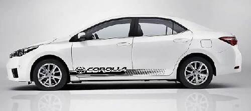 Branded Ruiten Zijstrepen Vinyl Stickers Set voor Toyota Corolla