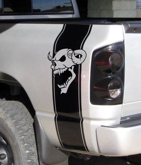 2 Truck vinyl stickers racestrepen Dodge Ram achterbed schedel Hemi Mopar Graphics