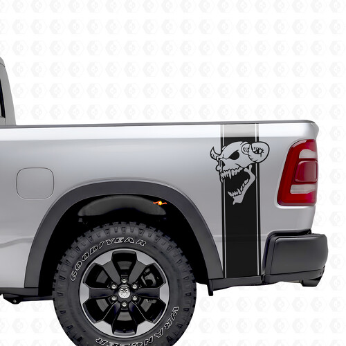 Schedel Grafische Strepen Bedzijde Vinyl Decal Sticker voor Dodge Ram 1500