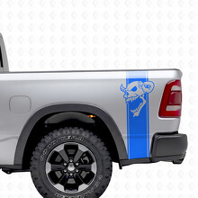 Schedel Grafische Strepen Bedzijde Vinyl Decal Sticker voor Dodge Ram 1500_2