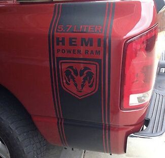 Truck vinyl stickers racen Dodge Ram achterbed Hemi Mopar logo beide zijden 5,7 L