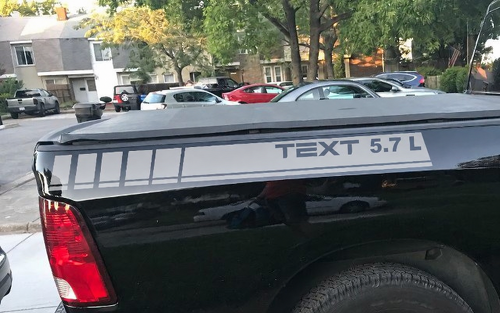 Aangepaste tekst 2x achterste achterstrip vinyl decal stickers voor Dodge Ram 1500 5.7L