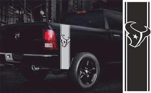 Houston Texans Omlijnde Strepen Tailgate Vinyl Decal Sticker voor Dodge Ram 1500