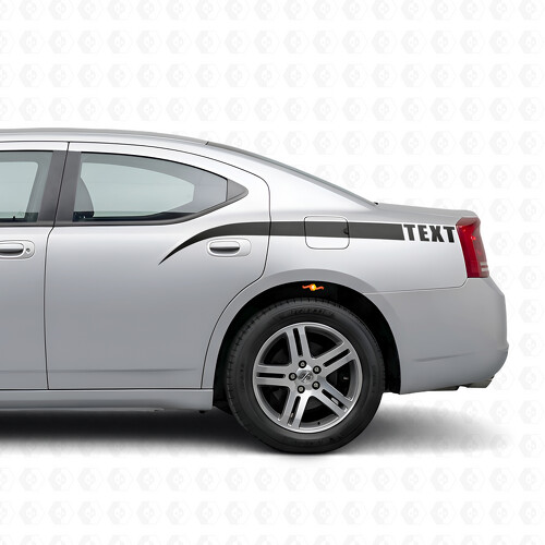 Gebogen accenten strepen & aangepaste tekst zij vinyl decal sticker voor Dodge Charger 2006-2010