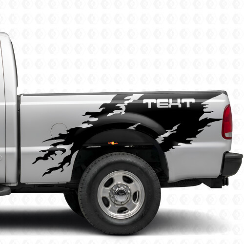 Torn Splash Custom Text Bedside Vinyl Decal Sticker voor Ford F-250 1999-2006