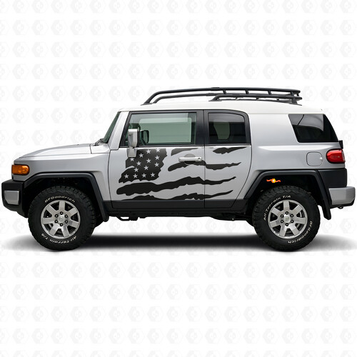Versleten Amerikaanse Vlag Zijdeur Vinyl Decal Sticker voor Toyota FJ Cruiser