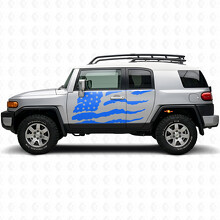 Versleten Amerikaanse Vlag Zijdeur Vinyl Decal Sticker voor Toyota FJ Cruiser_2