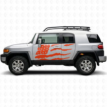 Versleten Amerikaanse Vlag Zijdeur Vinyl Decal Sticker voor Toyota FJ Cruiser_4