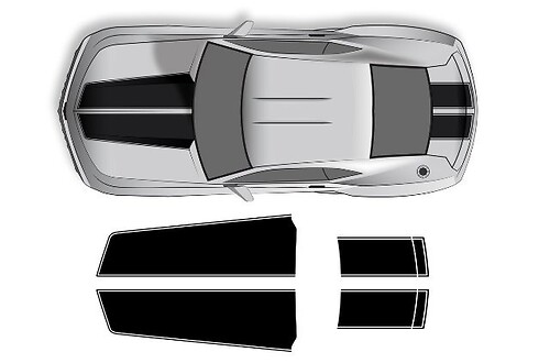 Chevrolet Camaro (2010-2015) Aangepaste vinyl sticker sticker wrap kit - rechte motorkap en kofferbak strepen
