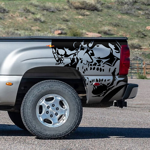 Chevrolet Silverado 1999-2007 aangepaste vinylsticker sticker wrap kit - dubbele schedel

