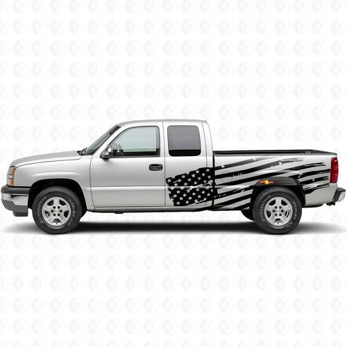Versleten Amerikaanse Vlag Zij Bedkast Deur Vinyl Decal Sticker voor Chevrolet Silverado 1999-2007