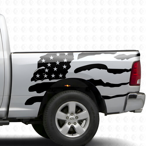 USA-vlag in spattarstijl bedplank vinyl sticker voor Dodge Ram 1500