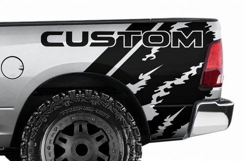 CUSTOM Torn Quarter Wrap Bedside Vinyl Decal Sticker voor Dodge Ram 1500 / 2500 / 3500 2009-2018