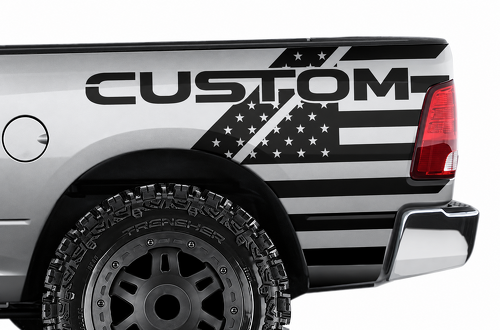 AANGEPASTE VS Vlag Strepen Bedrand Vinyl Decal Sticker voor Dodge Ram 1500 / 2500 / 3500 2009-2018