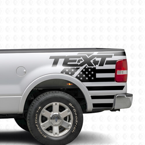 USA-vlag met aangepaste tekst zijbed vinyl decal sticker voor Ford F-150 11de generatie (P221) 2003-2008