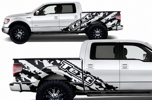 Text Torn Wrap Side Vinyl Decal Sticker voor Ford F-150 2009-2014