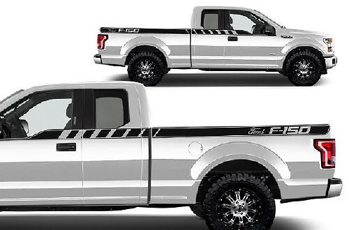 Bovenste Achterzijde Bak Zijstrepen Vinyl Decals Kit voor Musclecar Truck 2015-2017