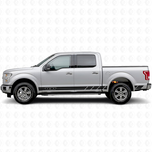 Dubbele Strepen Aangepaste Tekst Zijde Bedzijde Deur Vinyl Decal Sticker voor Ford F-150 2015-2017