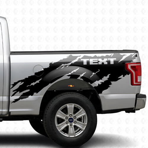 Gescheurde Spatlap Aangepaste Tekst Bedzijde Vinyl Decal Stickers voor Ford F-150 2015-2017