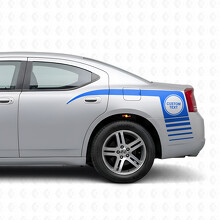 Aangepaste Tekst in Cirkel & Strobe Strepen Zij Vinyl Decal Sticker voor Dodge Charger 2006-2010_2