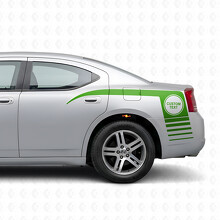 Aangepaste Tekst in Cirkel & Strobe Strepen Zij Vinyl Decal Sticker voor Dodge Charger 2006-2010_3