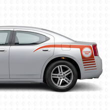 Aangepaste Tekst in Cirkel & Strobe Strepen Zij Vinyl Decal Sticker voor Dodge Charger 2006-2010_4
