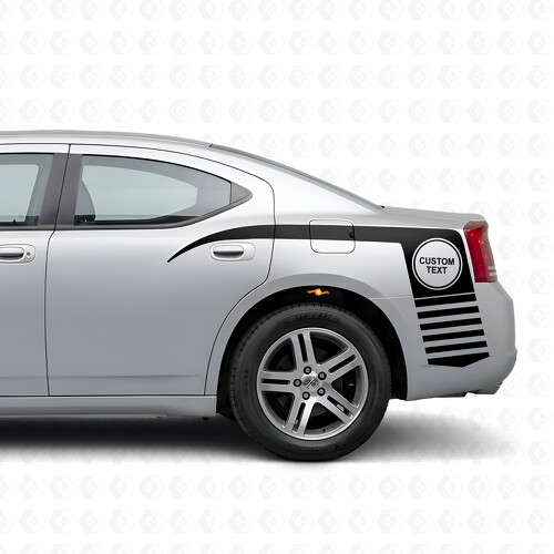 Aangepaste tekst in cirkel & klauwstrepen zijsticker vinyl decal voor Dodge Charger 2006-2010