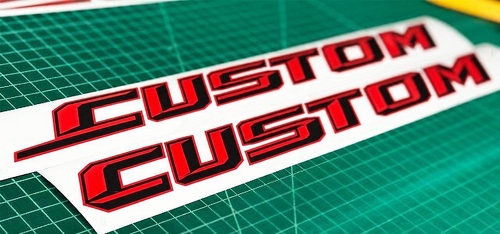 CUSTOM rode en zwarte omlijnde letters zijbed vinyl decal set voor Ford F-150 2015-2016
