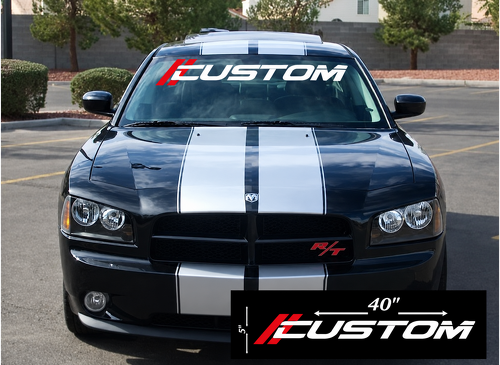 CUSTOM Twin Slash Lettering — Vinylsticker (voorruit) voor Dodge Charger