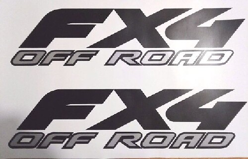 Off Road Mat Zwart Grijs Sport Chrome Decal Set 2 voor Ford Truck Fx4