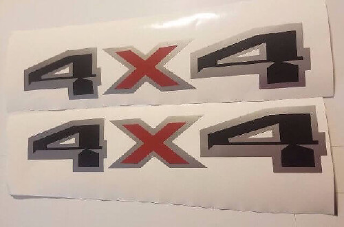 4x4 stickerstickers zwart plat grijs en rood silverado chevy ford f150 f250 (SET)
